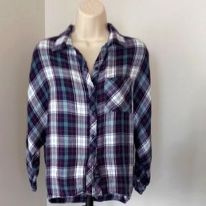Rails Women Blue Plaid Flannel Long Sleeve Shirt. Size XS